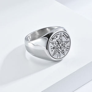 Anello Personalizzato Retrò Vichingo da Uomo, Anello Magico Wahyeh con Pentagramma Benedetto, Amuleto Talismano in Acciaio Inossidabile per Uso Quotidiano, per Uomini e Donne - Product Image 5