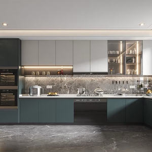 עיצוב חינם אישית ארונות מטבח ארונות עץ מלא זכוכית הספק סין - Product Image 3