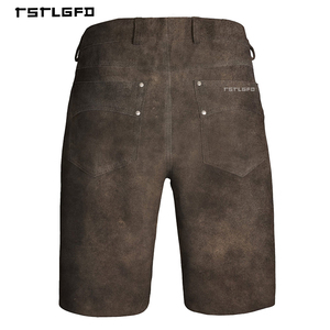 Premium Men's Faux Suede Shorts Button Closure Washed Texture Cotton <b>Blend</b> Mid-Length Urban Fashion - Product Image 4