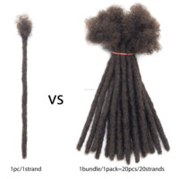 Cheveux humains brésiliens Dreadlock Extensions pleine tête faite à la main 0.6cm épaisseur Locs Extensions de cheveux