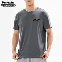 Kaos Pria Lengan Pendek Poliester Custom Grosir, Cetak DTG Pinhole, Elastis, Ringan, untuk Latihan, OEM