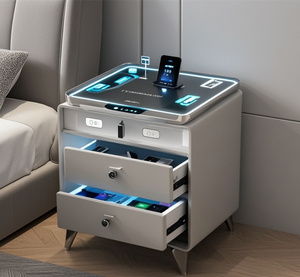 Hot Sale Wooden Bedroom <strong>Furniture</strong> <strong>Smart</strong> Bedside Table Modern Nightstands with USB Wireless Charging - Product Image 5