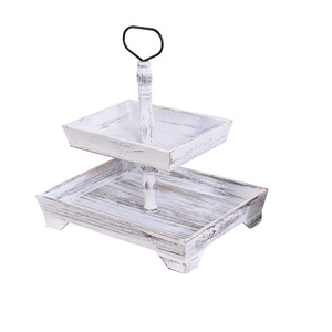 Bandeja de madera Muster de doble capa, estante de almacenamiento de 2 niveles, soporte de exhibición de escritorio para decoración del hogar y la cocina - Product Image 4
