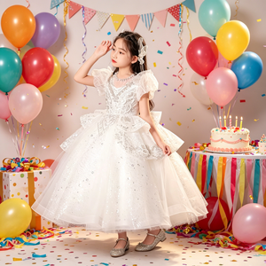 Abito da Cerimonia per Bambine con Ricami in Pizzo e <span class=keywords><strong>Paillettes</strong></span>, <span class=keywords><strong>Vestito</strong></span> Formale per Feste ed Eventi Estivi - Product Image 2