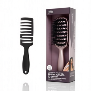 Professional Roll <b>Brush</b> Ceramic Barrel Nylon Bristles Non Slip Rubber Handle Fast Dry Gentle <b>Detangling</b> Hairbrush - Product Image 3