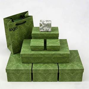 Elegant Green Chinese Style Recyclable Customizable Luxury Handmade Paper Jewelry Cosmetic <b>Gift</b> <b>Bags</b> Glossy Lamination Hand - Product Image 1