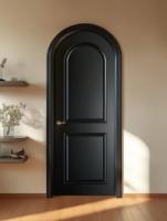 Porte intérieure double BOCHARM en bois massif noir mat avec poignée argent brossé, 6 panneaux, taille personnalisée pour appartement loft