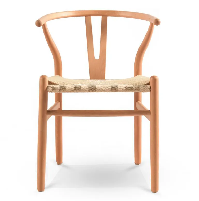 Wholesale Furniture Ash or Beech Hans Wegner Danish Dinning Room Chair Nordic Solid Wood Wish Bone Dining Y Silla Wishbone Chair