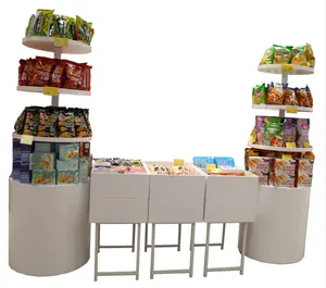 Estantes de supermercado, aperitivos curvos, se pueden combinar en contenedores a granel en el Gabinete de la isla