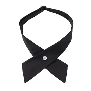 Wholesale Cross bow tie men's and women's professional collar campus host uniform solid color bow tie