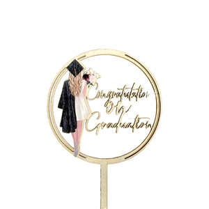 MOYI per torta in acrilico color oro con scritta "Congratulazioni per <span class=keywords><strong>la</strong></span> laurea ideale per feste di laurea a tema uniforme. - Product Image 1