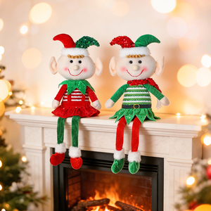 Wholesale Animated Modern <b>Christmas</b> <b>Elf</b> Doll Ornaments Retractable Standing for Home Office Window <b>Decoration</b> - Product Image 2