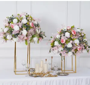 Masa aksesuarları için 70cm büyük pembe beyaz düğün Centerpieces gül şakayık çiçek topu düzenleme olay malzemeleri buket A8779