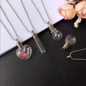 Aksesori DIY kalung botol kaca bening dapat dibuka penutup sekrup kalung guci parfum liontin rantai botol harapan abu untuk wanita - Product Image 6