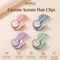 DOWELL Jepit Rambut Akrilik Gaya Cina Baru 13CM Bentuk Alat Musik Elegan Mewah Aksesoris Rambut Model Hiu