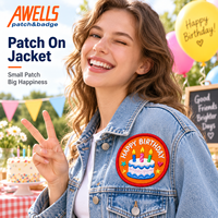 Set di Toppe Ricamate Personalizzate per Compleanno, Applicazioni a Tema Torta, Cupcake, Palloncino, Orso per Giacche, Borse, Cappelli e Abbigliamento per Bambini