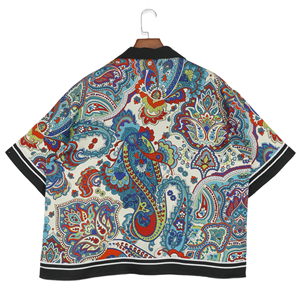 New Arrival <strong>Men's</strong> Casual Summer 100% Cotton Eco-Friendly Anti-Wrinkle Breathable <strong>Paisley</strong> Satin Digital Print Short Sleeve <strong>Shirts</strong> - Product Image 3