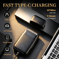 Rasoir Électrique Sans Fil Populaire pour Hommes, Rechargeable Type-C, Charge Rapide, 500 mAh, Autonomie de 60 Minutes, Format de Poche, Rasoir à Grille