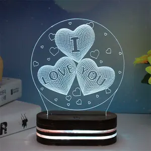 Lampu Malam 3D LED Meja Kamar Tidur Pola Rusa Hadiah Cahaya Dekorasi Natal Lampu USB