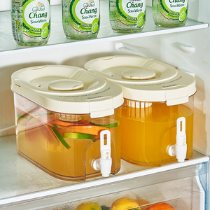 Pichet <span class=keywords><strong>à</strong></span> eau style crème avec infuseur, sans BPA, distributeur décoratif pour réfrigérateur avec robinet, pichet esthétique pour boissons <span class=keywords><strong>à</strong></span> domicile - Product Image 2