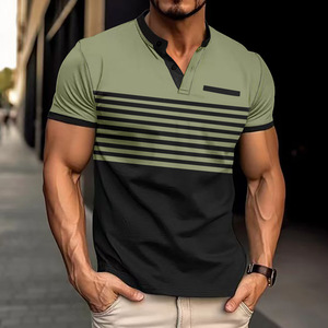 Camiseta Polo para <span class=keywords><strong>Hombre</strong></span>, Estilo Básico, Cómoda, Transpirable, a Rayas, Europea, Personalizable al por Mayor, 2026 - Product Image 3