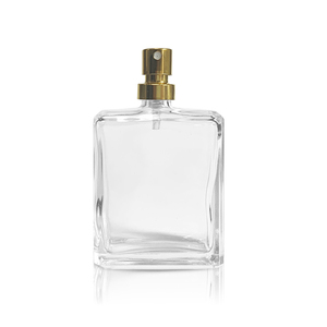 CE Certified REACH Compliant Clear Flat 50ml 100ml Gold Cap Custom Logo OEM Gift <b>Box</b> Wholesale Square Glass Perfume <b>Bottle</b> - Product Image 2