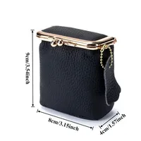 Dompet Lipstik Mini Kulit PU Tas Makeup Modis Elegan Dompet Koin Tempat Headphone Kunci Warna Solid Sederhana Penutupan Kancing