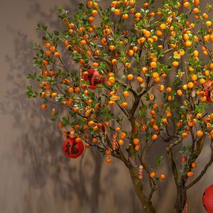 ต้นไม้ผลส้มเทียมประดับทับทิมสไตล์จีนในร่มใหม่เป็นมิตรต่อสิ่งแวดล้อมขอให้ปีใหม่ขอบคุณพระเจ้า - Product Image 3