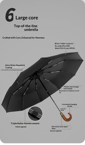 <span class=keywords><strong>Parapluie</strong></span> de luxe personnalisé avec logo, manche incurvé en bois massif, pliable en 3 sections, entièrement automatique, coupe-vent, pour <span class=keywords><strong>homme</strong></span>, idéal pour les voyages en voiture ou comme cadeau. - Product Image 5