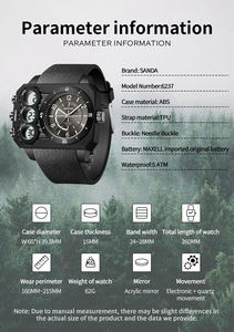 Reloj Electrónico SANDA 6237 para Hombre, Deportivo, Multifuncional, Resistente al Agua, con Doble Pantalla y Luz Nocturna - Product Image 5