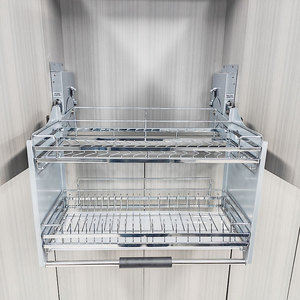 Cestello Estraibile Scorrevole <span class=keywords><strong>per</strong></span> Mobile <span class=keywords><strong>Cucina</strong></span> 600mm <span class=keywords><strong>in</strong></span> <span class=keywords><strong>Acciaio</strong></span> Inossidabile, Scolapiatti a Doppio Livello, Ripiano Regolabile <span class=keywords><strong>per</strong></span> Stoccaggio - Product Image 5