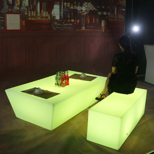 Mesa de centro KTV Bar brillante, juego de té al aire libre para patio exterior para bares transparentes y comedor con sofá cómodo - Product Image 1