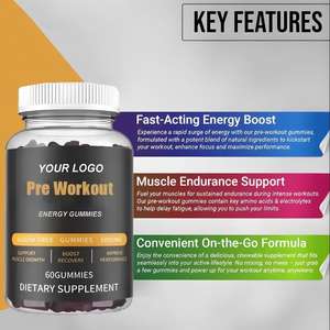 ओम क्रिएटिन प्री-वर्कआउट गुम्मीज़ 60ct ऊर्जा बढ़ाने वाले वयस्कों के लिए शरीर निर्माण अनुकूलन योग्य रंग अनुकूलित - Product Image 4