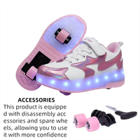 Chaussures de patin à roulettes à 2 roues pour enfants LED baskets décontractées rétractables avec roues à double usage chaussures de sport pour filles à la mode