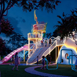 Structures de jeux en acier et plastique personnalisées pour parcs d'aventure en plein air avec toboggan - Product Image 3