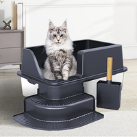Litière pour chat ouverte 2025 en acier inoxydable grande capacité, écologique, anti-éclaboussures, avec accessoires pratiques