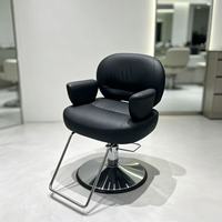 Chaise de barbier hydraulique à base chromée avec repose-pieds en boucle, pivotante à 360°, pour salon de coiffure et équipement de beauté