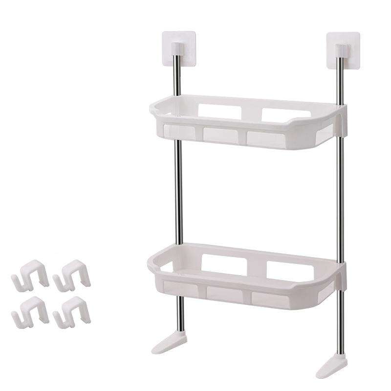 White Wall Mounted Bathroom Organizer Shelf & Toilet Roll Holder - Oem