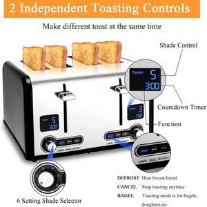 Stainless Steel Multifunctional 4-Slice <b>Toaster</b> with LED Display, Household Breakfast Machine - Product Image 3