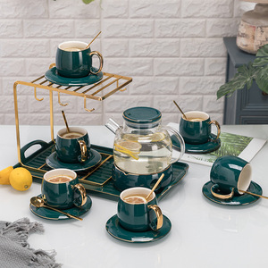 ชุดถ้วยชาและจานรองเซรามิกแบบเอธิโอเปียสั่งทำพิเศษ พร้อมกาน้ำชาและกาแฟ ทำด้วยมือจากเซรามิกคุณภาพสูง - Product Image 3