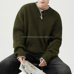 Pull tricoté doux à rayures contrastées, style rétro hivernal, col rond, unisexe, marque de mode neutre, passe-partout, pour couple - Product Image 6