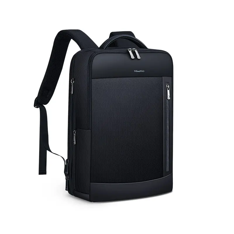 ยี่ห้อ William POLO กระเป๋าเป้สะพายหลังชาร์จ USB กระเป๋าแล็ปท็อปของผู้ชายกระเป๋าเป้สะพายหลังสีดำอเนกประสงค์ความจุขนาดใหญ่ขายส่ง