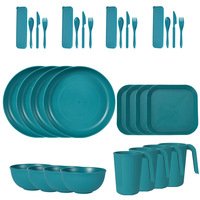 Ensemble de 36 bols et assiettes réutilisables sans BPA, ensemble de vaisselle écologique en paille de blé avec logo de marque personnalisé
