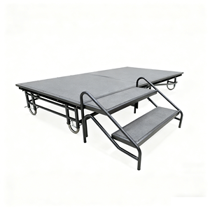 เวทีพับได้แบบพกพาพร้อมพื้นปูพรมสีเทา แท่นจัดงานเคลื่อนที่สำหรับห้างสรรพสินค้า โปรโมชั่นการค้าปลีก และบริการให้เช่า - Product Image 3