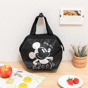 Sac isotherme réutilisable de haute qualité, style vintage noir, pour livraison de repas, pique-niques en plein air, ou déjeuner au bureau. - Product Image 2
