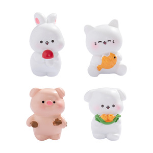 Figurines d'animaux de survie en pleine nature : lapin, chaton, chiot, cochon miniature – Ornements de bureau et de voiture en résine, décoration artisanale, 5-7 ans, unisexe - Product Image 1