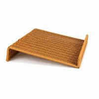 Plateau de lit en rotin tressé, bureau pour ordinateur portable, table de service pliante pour petit-déjeuner, style bambou en rotin PP
