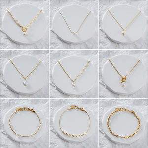 Moda de moda impermeable deslustre libre de perlas de agua dulce joyería chapado en oro de acero inoxidable collar con colgante de perlas de agua dulce - Product Image 2