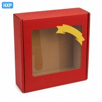 Boîte à fruits rouge personnalisée avec fenêtre transparente, emballage en carton ondulé