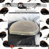 028 ASB Mirage Lace & PU Base Prothèse capillaire à clipser pour homme, cheveux Remy indiens vierges, base droite, avec cuir chevelu biologique, 100% cheveux humains